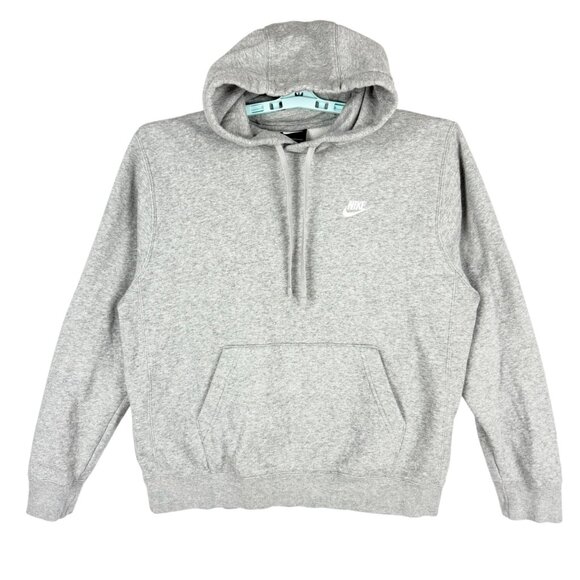 Nike Mens Pullover Grey Hoodie Sweatshirt Size M Logo Drawstring Kangaroo Pocket - Picture 1 of 9
